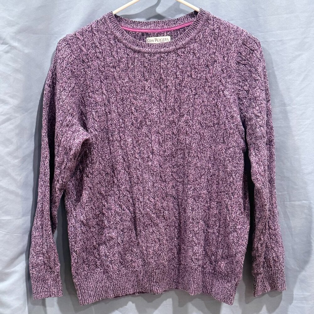 EUC Kim Rogers Marled Purple Cable Sweater PM
